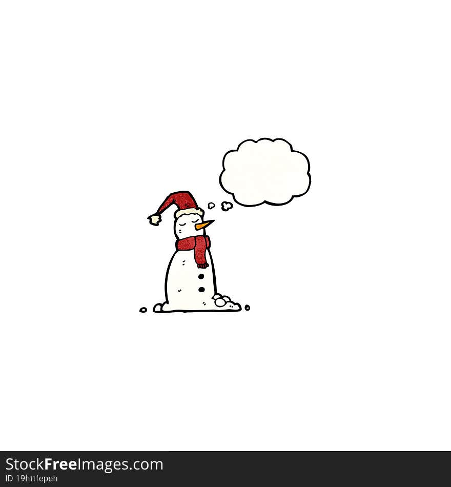 snowman with thought bubble cartoon