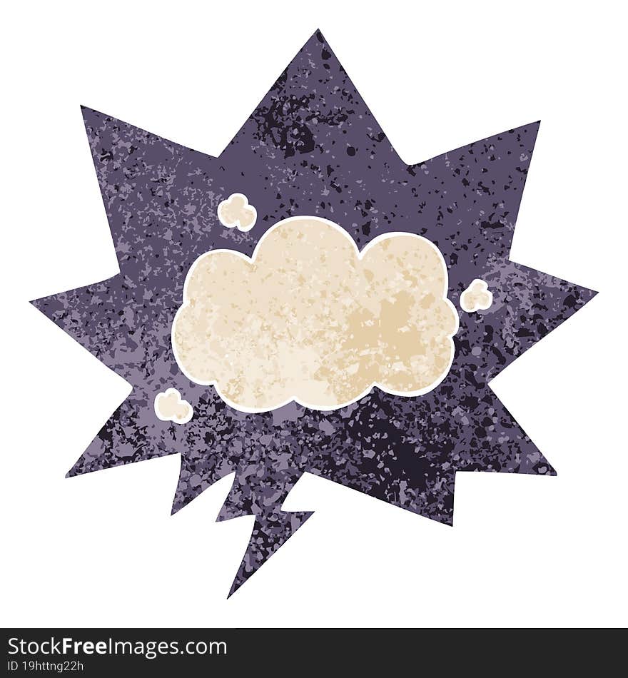 cartoon cloud and speech bubble in retro textured style