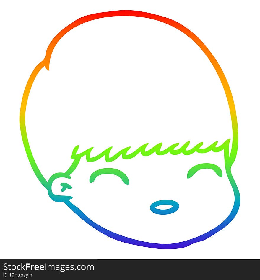 Rainbow Gradient Line Drawing Cartoon Male Face