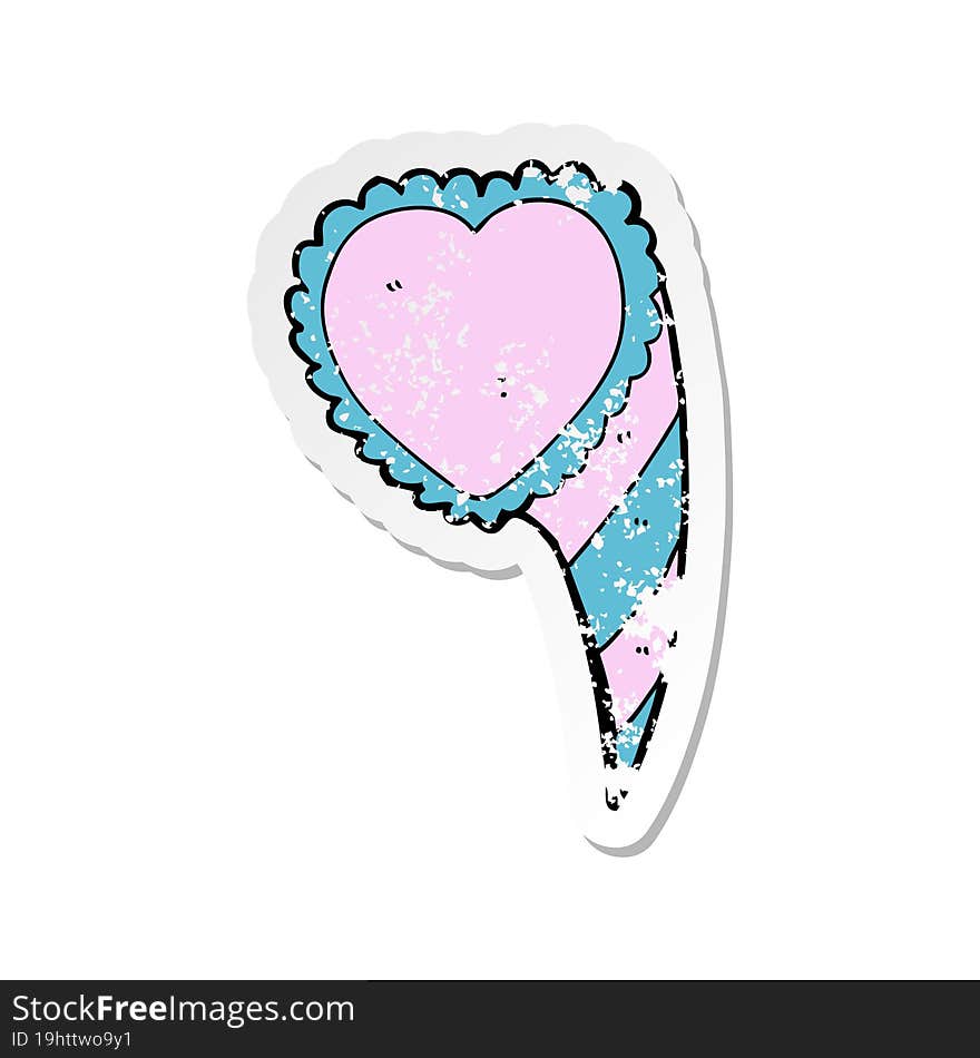 retro distressed sticker of a cartoon love heart symbol