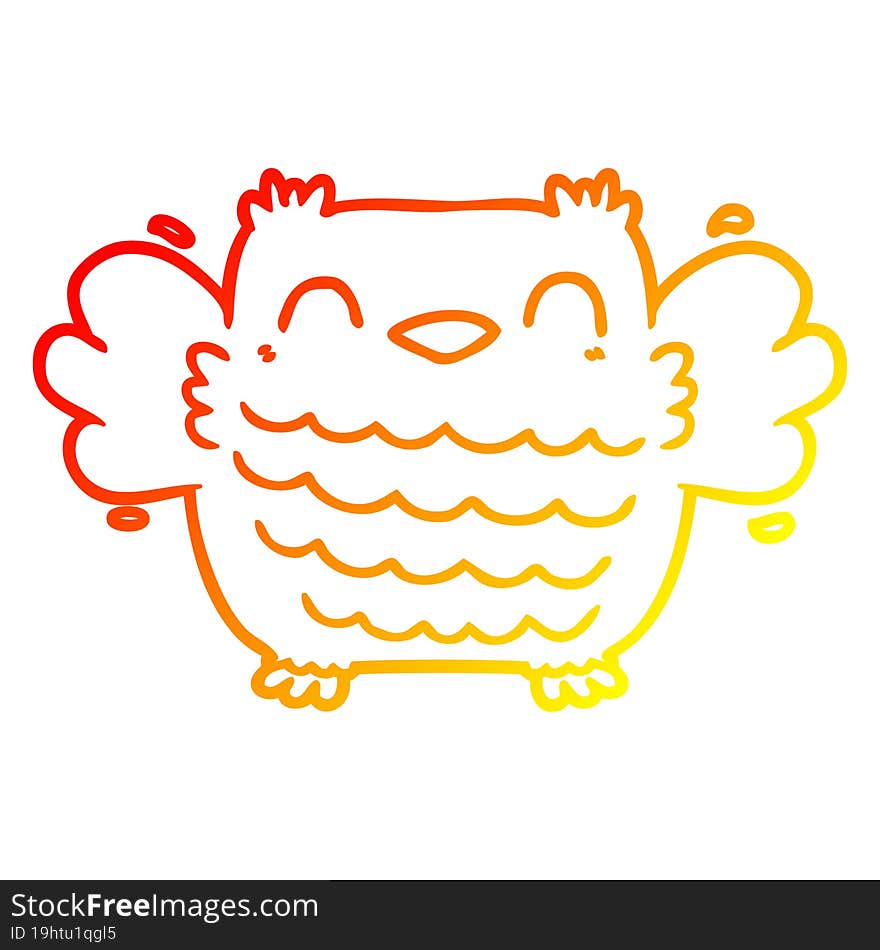 warm gradient line drawing cartoon owl