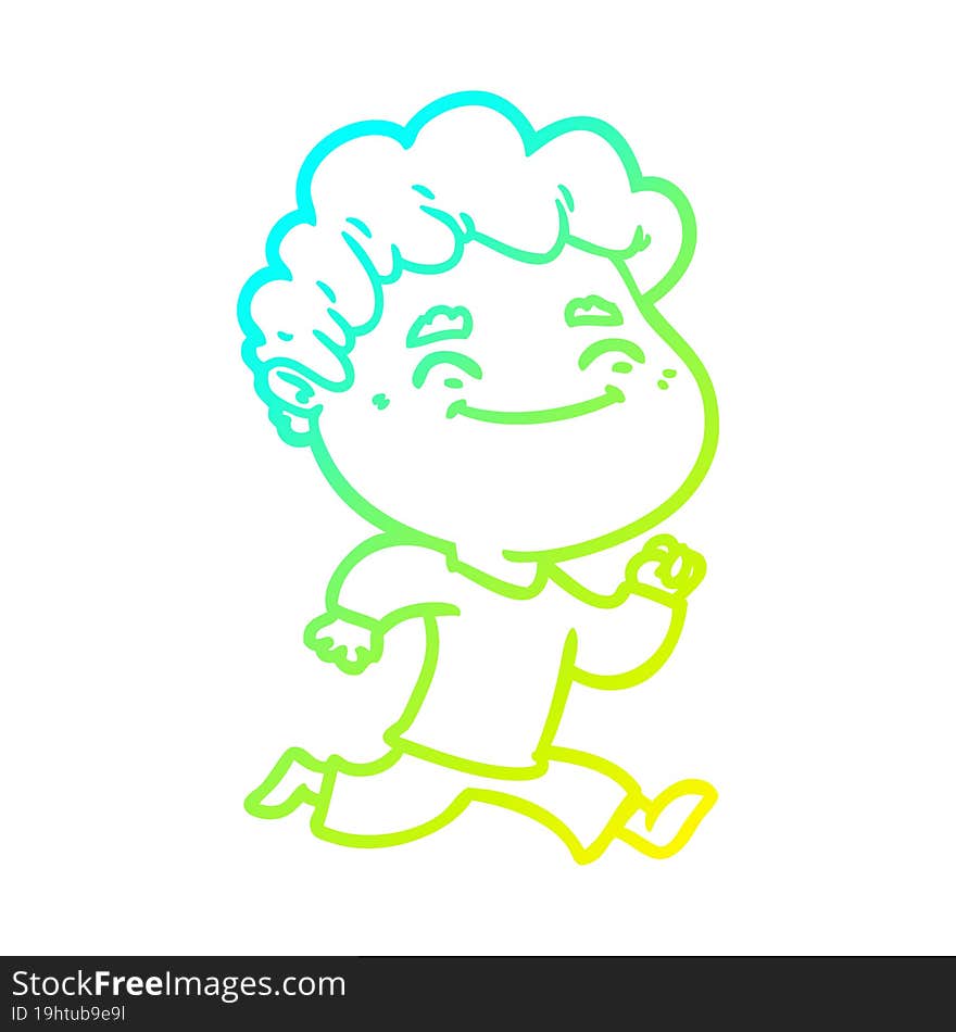 cold gradient line drawing cartoon friendly man