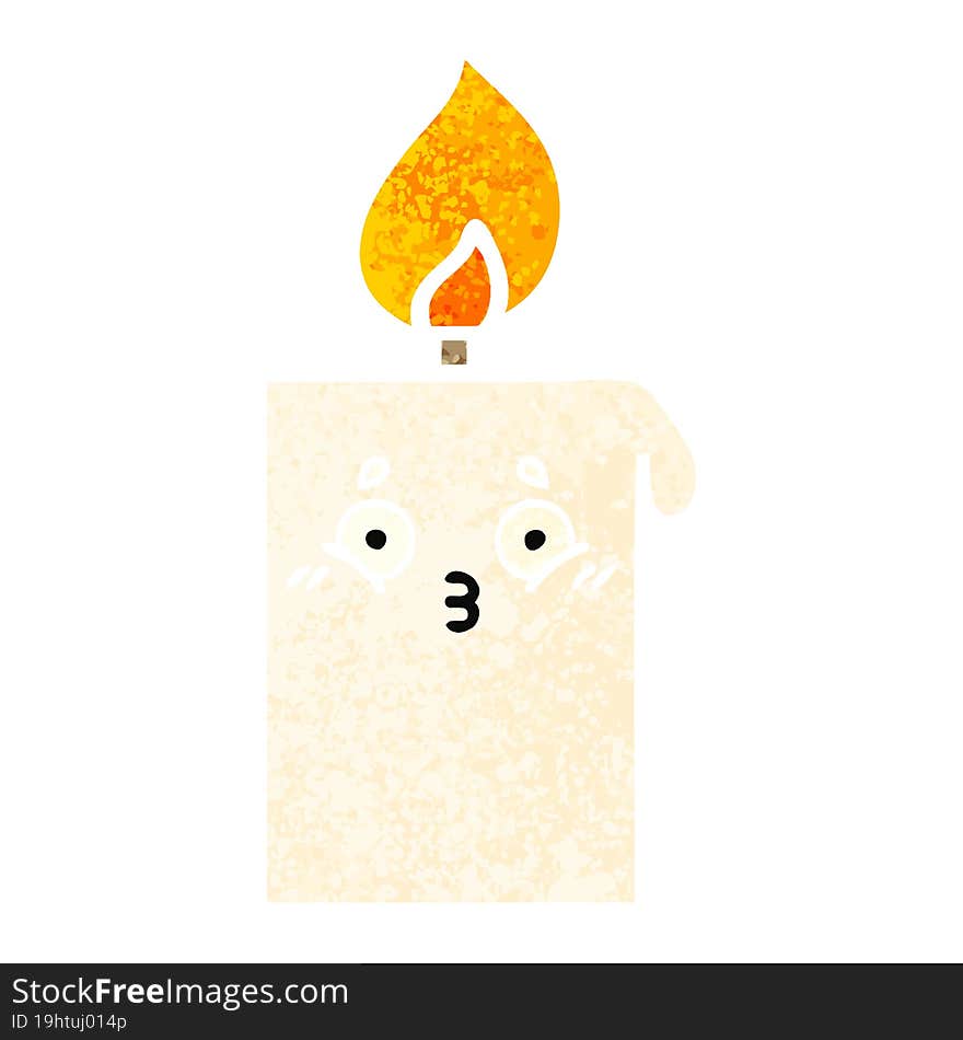 retro illustration style cartoon lit candle