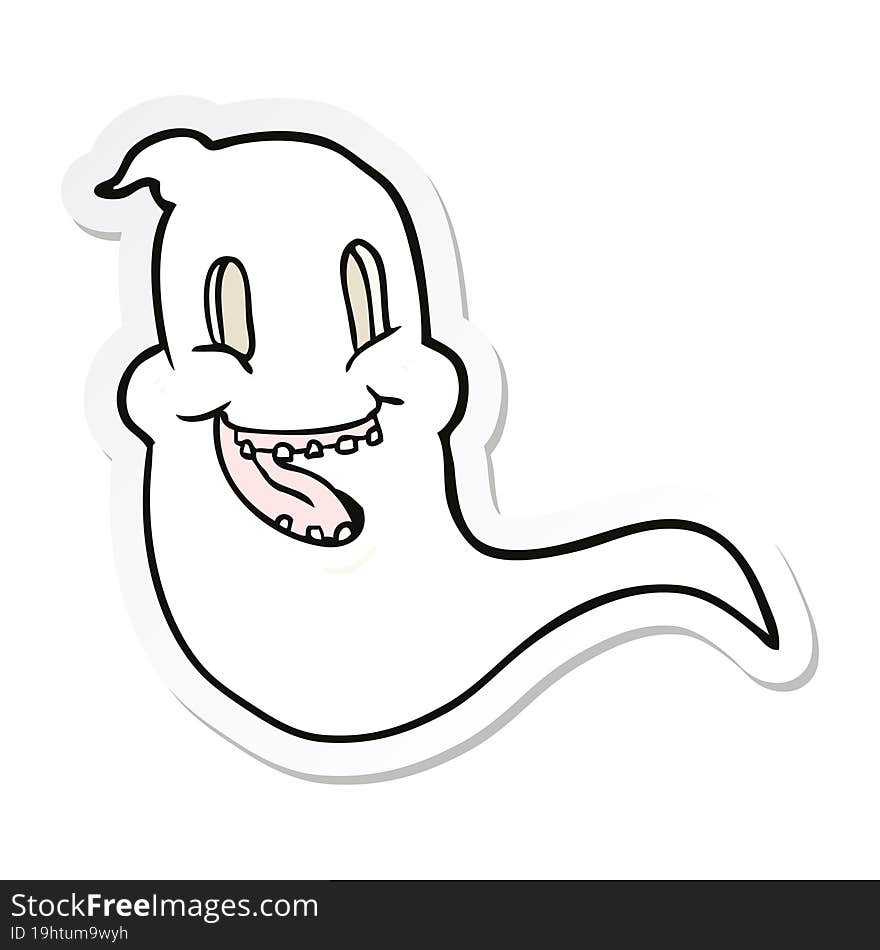 sticker of a cartoon spooky ghost