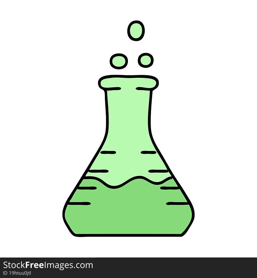 cartoon of a bubbling chemical potion vial