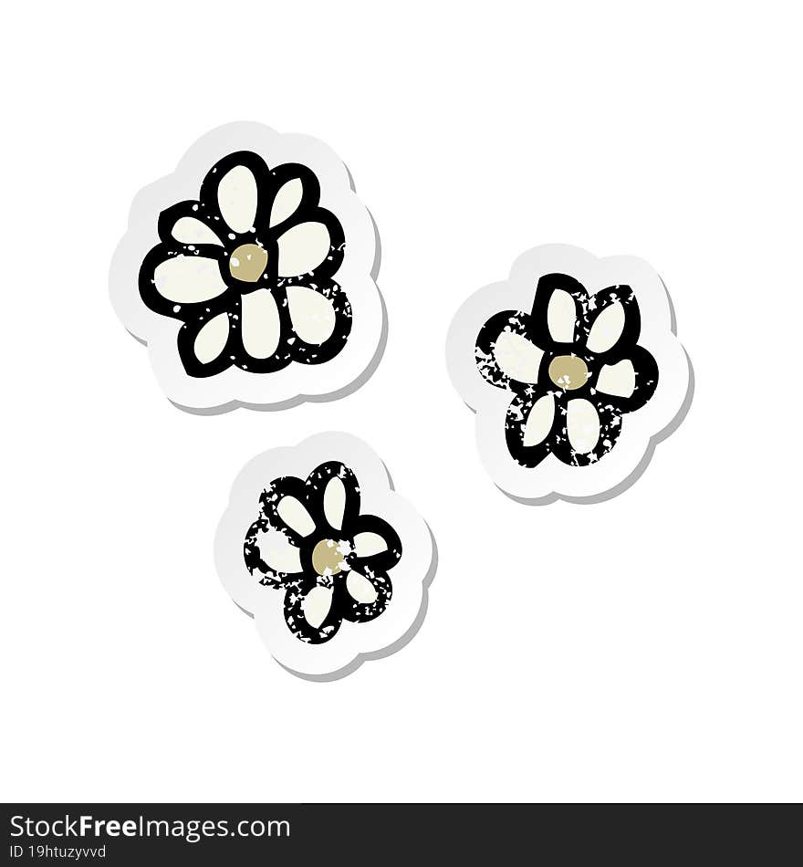 Retro Distressed Sticker Of A Cartoon Flowers