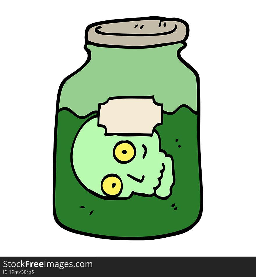 hand drawn doodle style cartoon head in jar