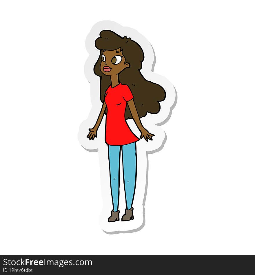 Sticker Of A Cartoon Pretty Girl