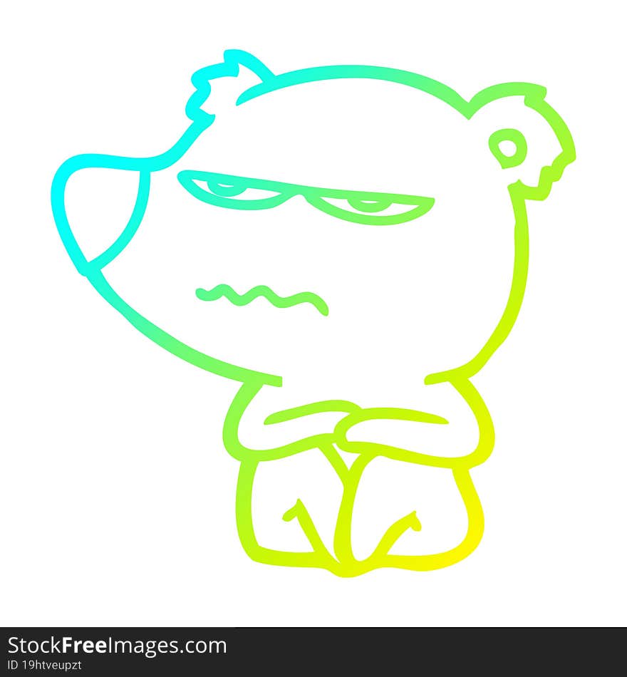 cold gradient line drawing of a angry bear cartoon