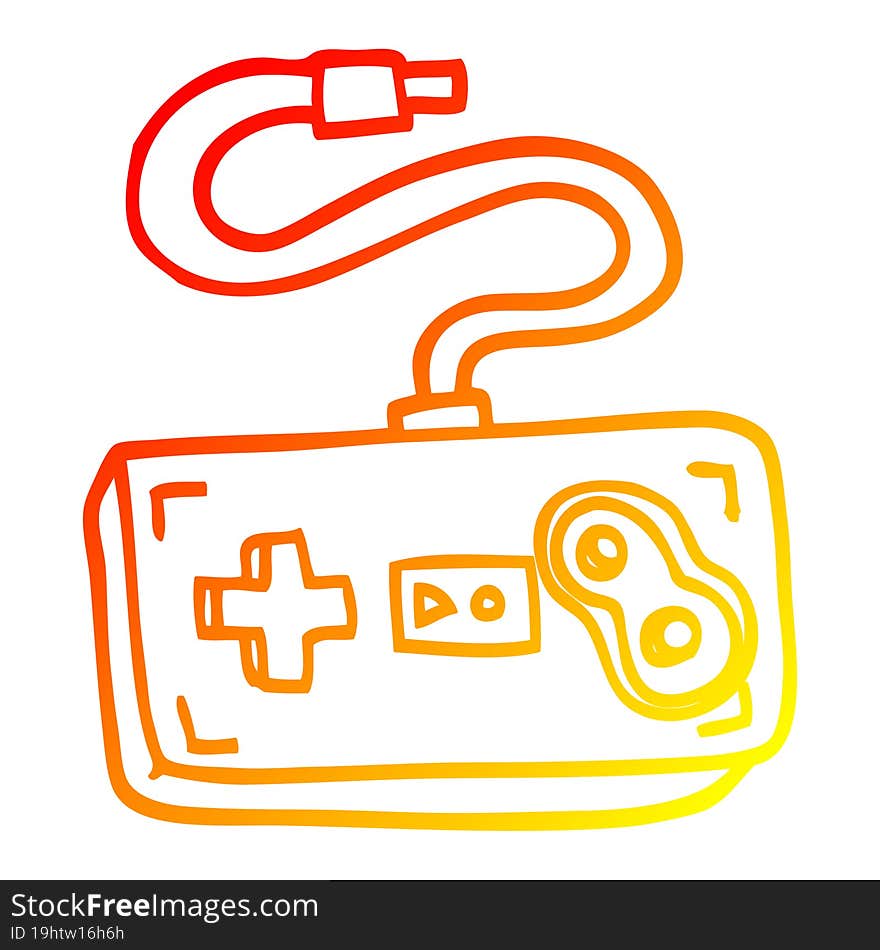 warm gradient line drawing cartoon game controller