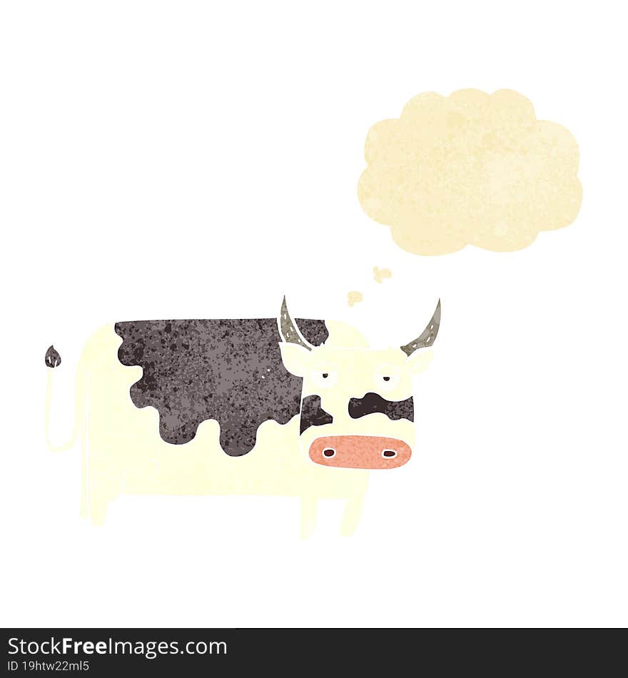 cartoon cow with thought bubble