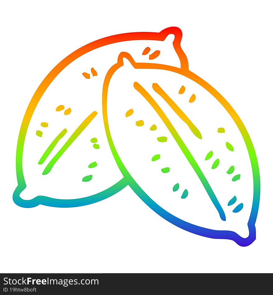 rainbow gradient line drawing cartoon leaf