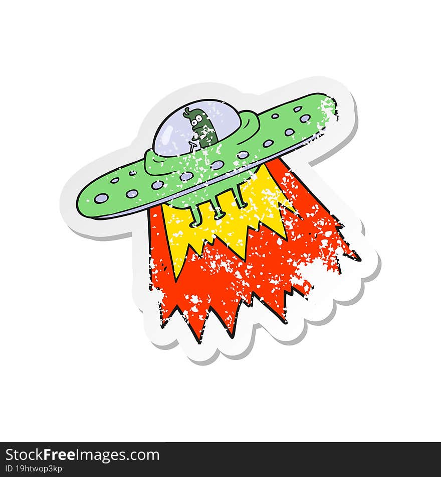 Retro Distressed Sticker Of A Cartoon Ufo