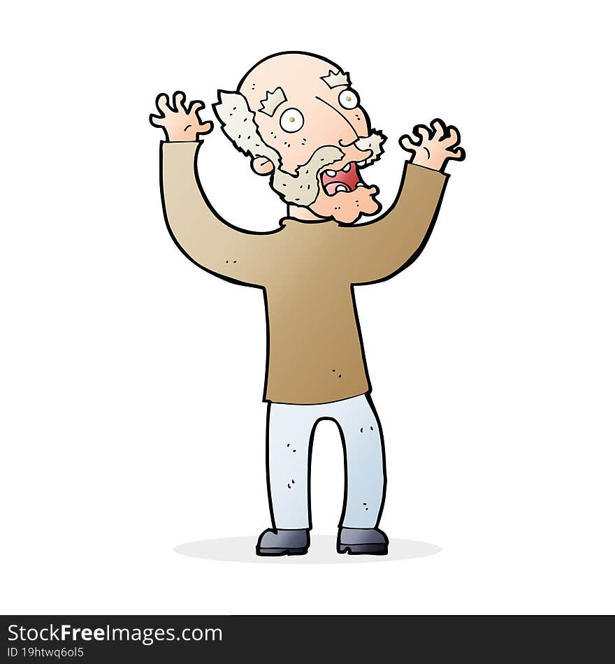 Cartoon Terrified Old Man