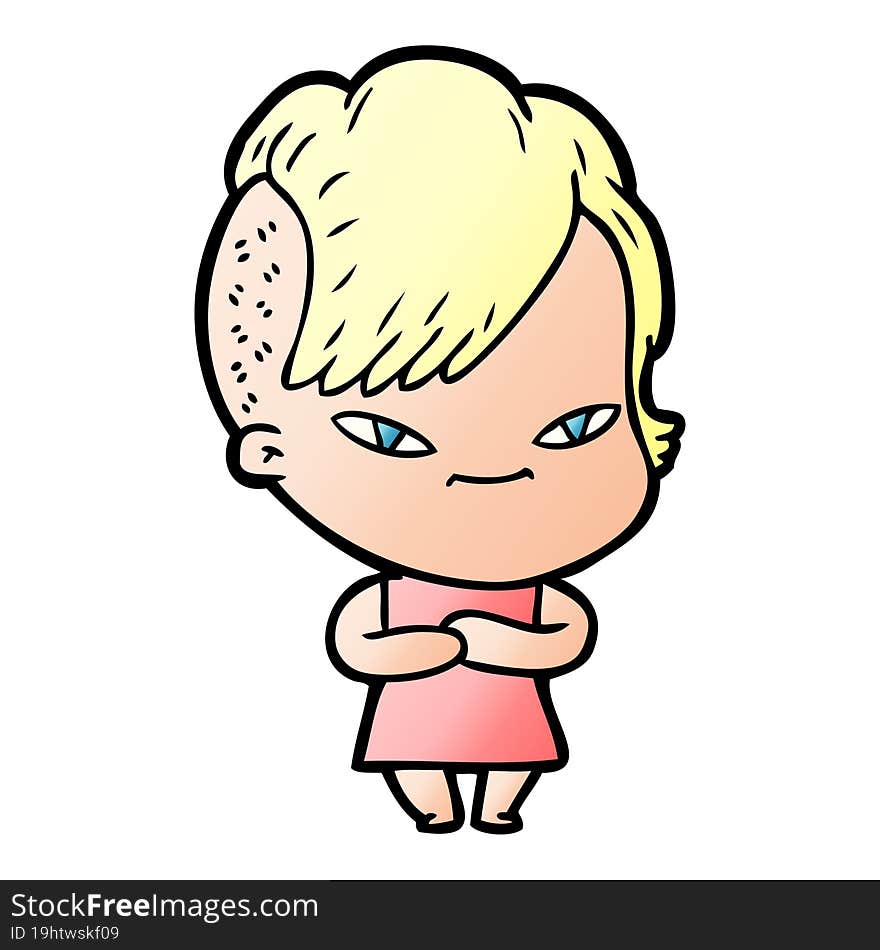 cute cartoon girl with hipster haircut. cute cartoon girl with hipster haircut