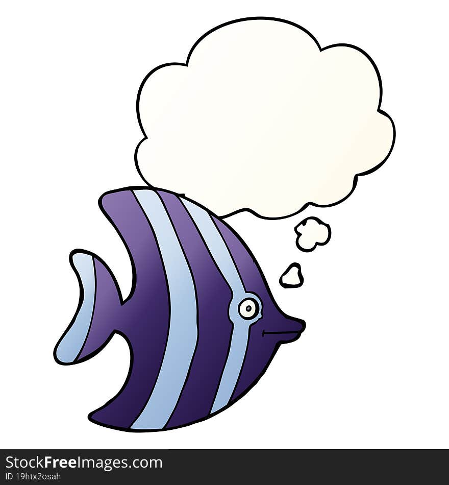 cartoon angel fish with thought bubble in smooth gradient style