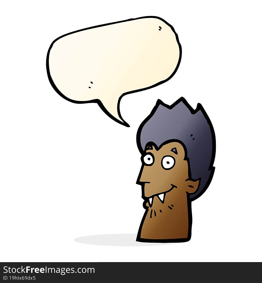 Cartoon Vampire Head With Speech Bubble