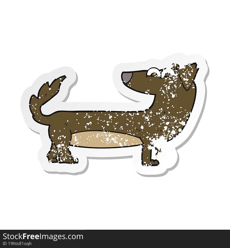 retro distressed sticker of a cartoon dog