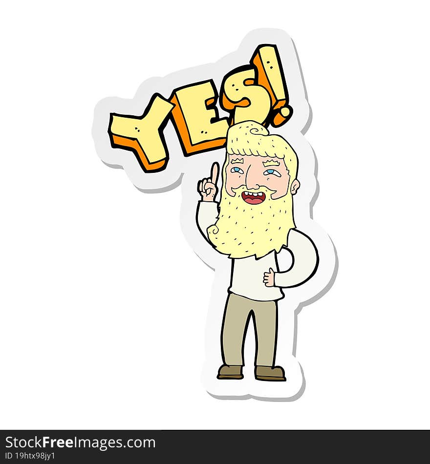 sticker of a cartoon man shouting YES