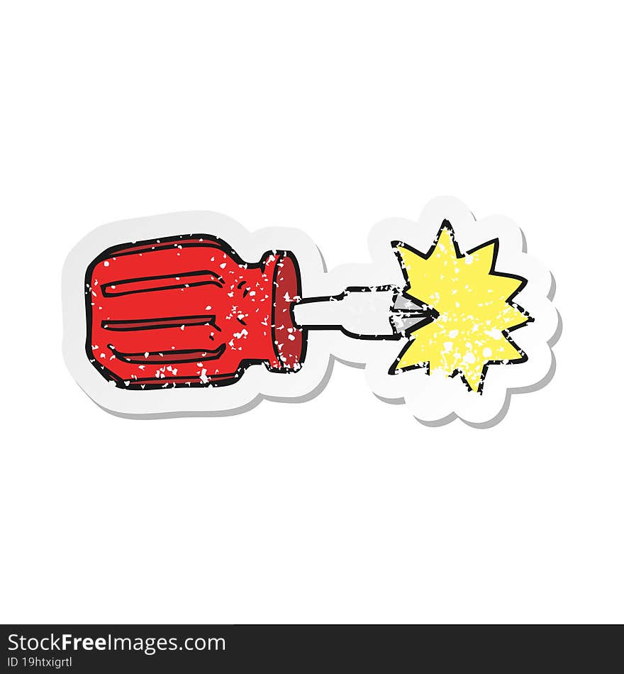 retro distressed sticker of a cartoon screwdriver