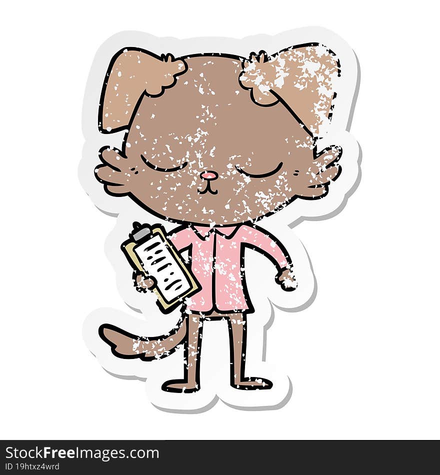 Distressed Sticker Of A Cute Cartoon Dog