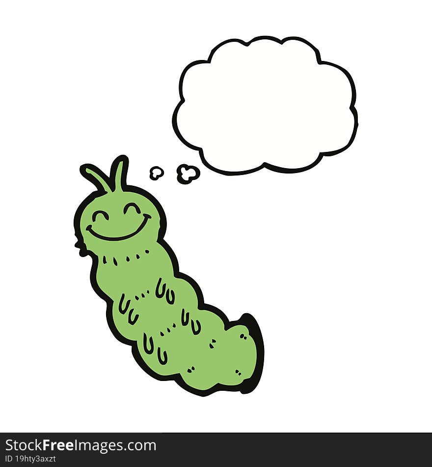 cartoon caterpillar with thought bubble