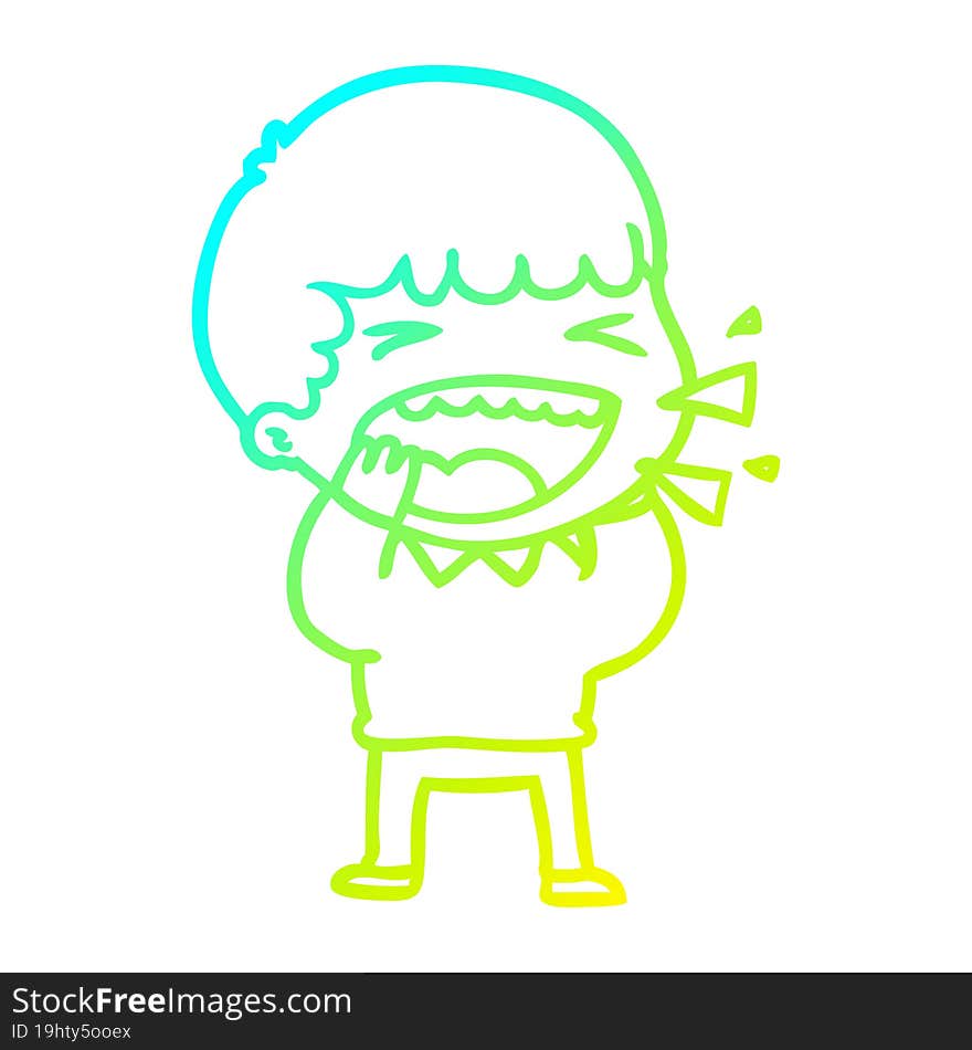 Cold Gradient Line Drawing Cartoon Laughing Man