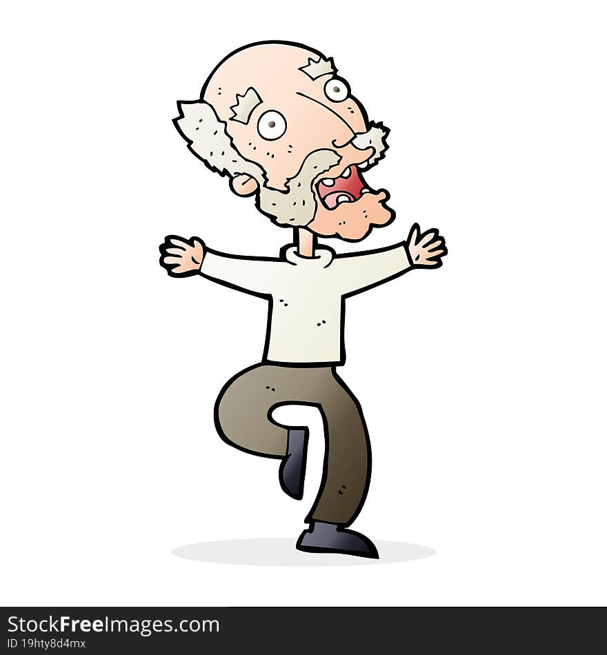 cartoon old man having a fright