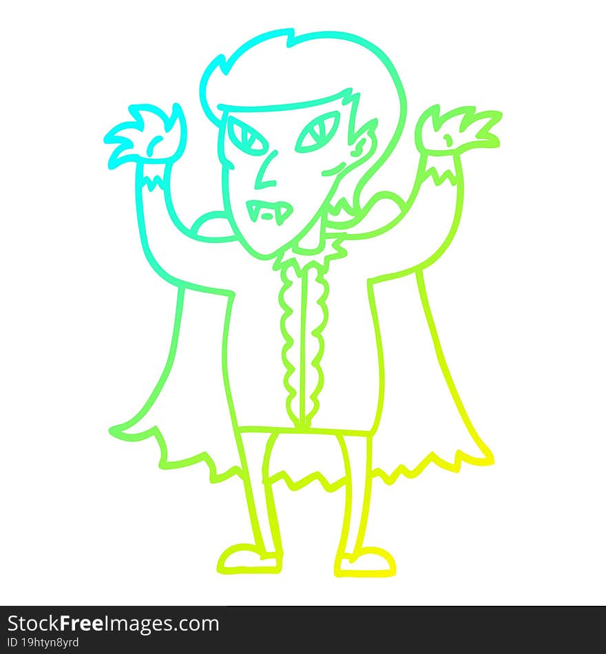 cold gradient line drawing cartoon vampire