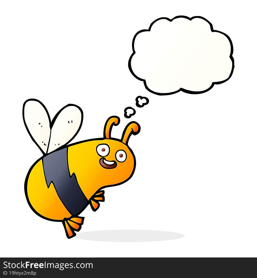 funny cartoon bee with thought bubble