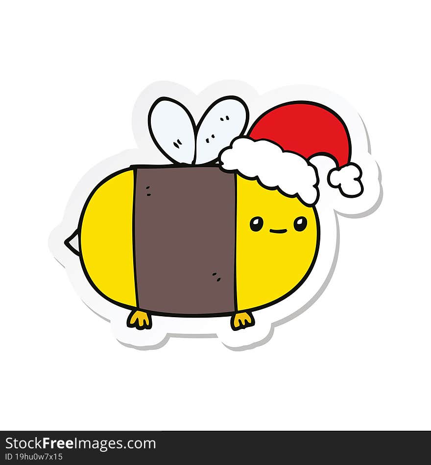 sticker of a cartoon christmas bee