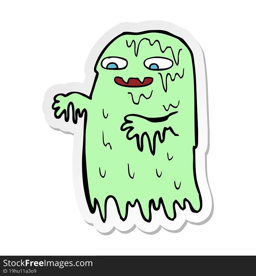 Sticker Of A Cartoon Gross Slime Ghost