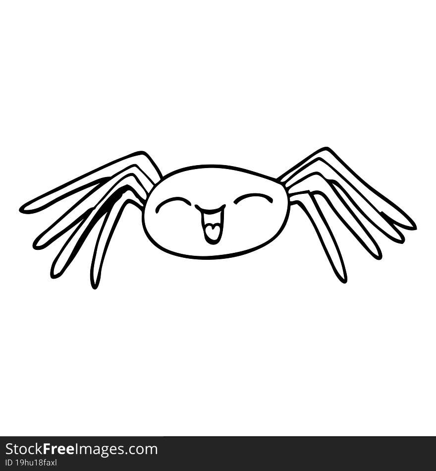 Line Drawing Cartoon Happy Spider