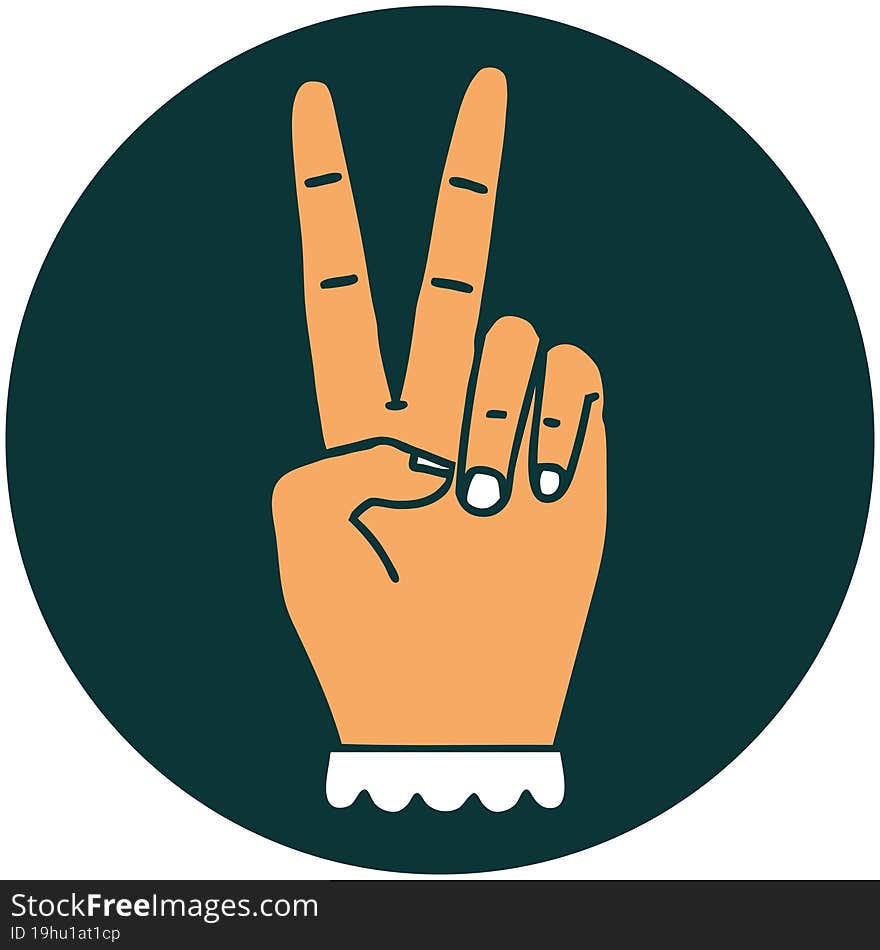 peace symbol two finger hand gesture icon