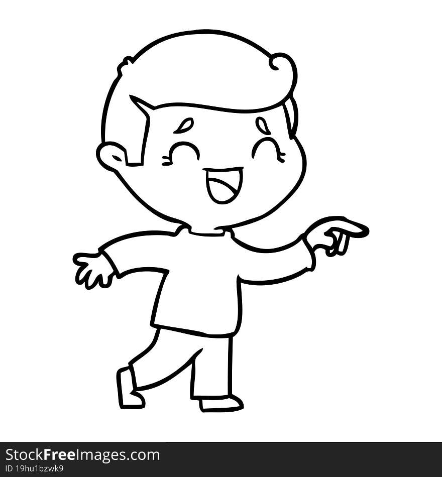 cartoon laughing man pointing. cartoon laughing man pointing