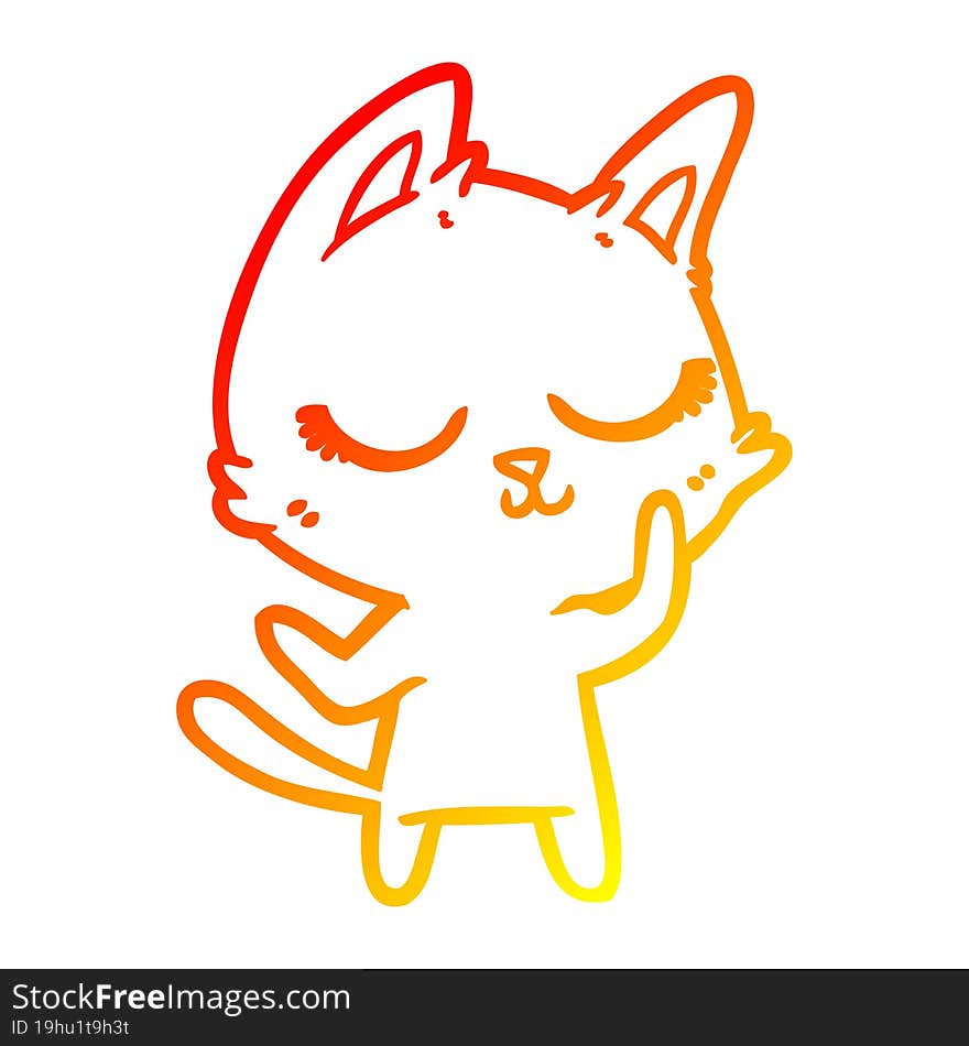 warm gradient line drawing calm cartoon cat