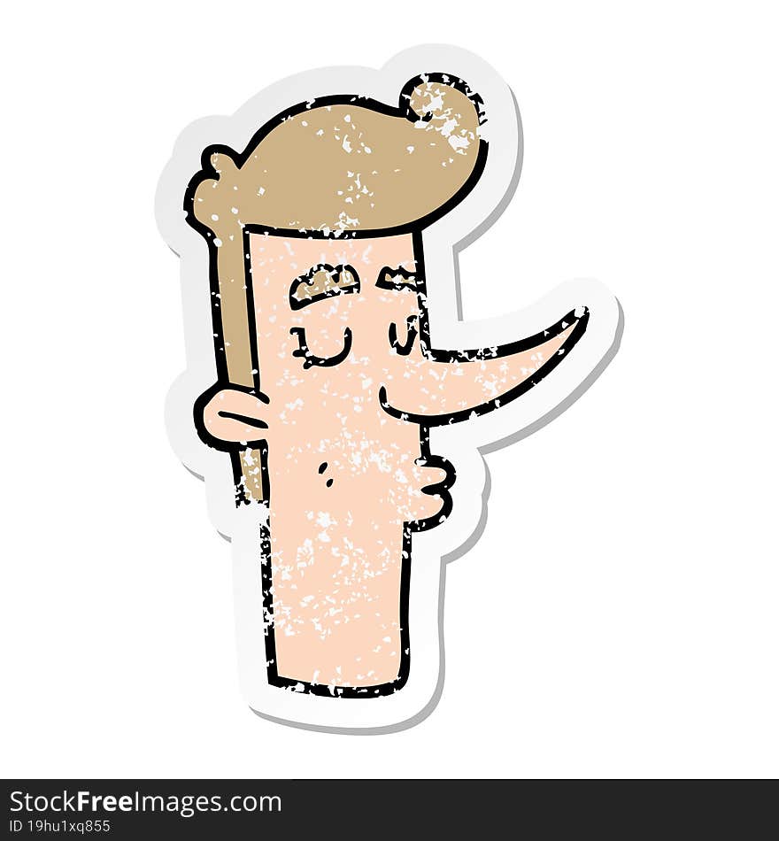 Distressed Sticker Of A Cartoon Arrogant Man