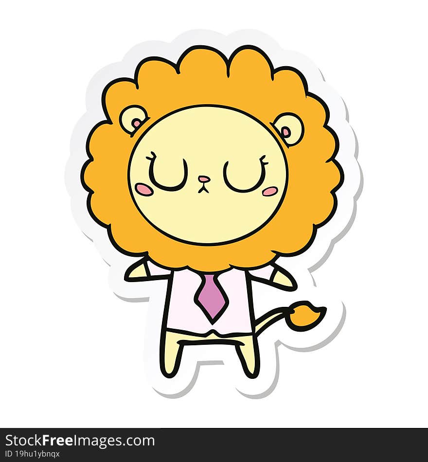 sticker of a cartoon lion in business clothes