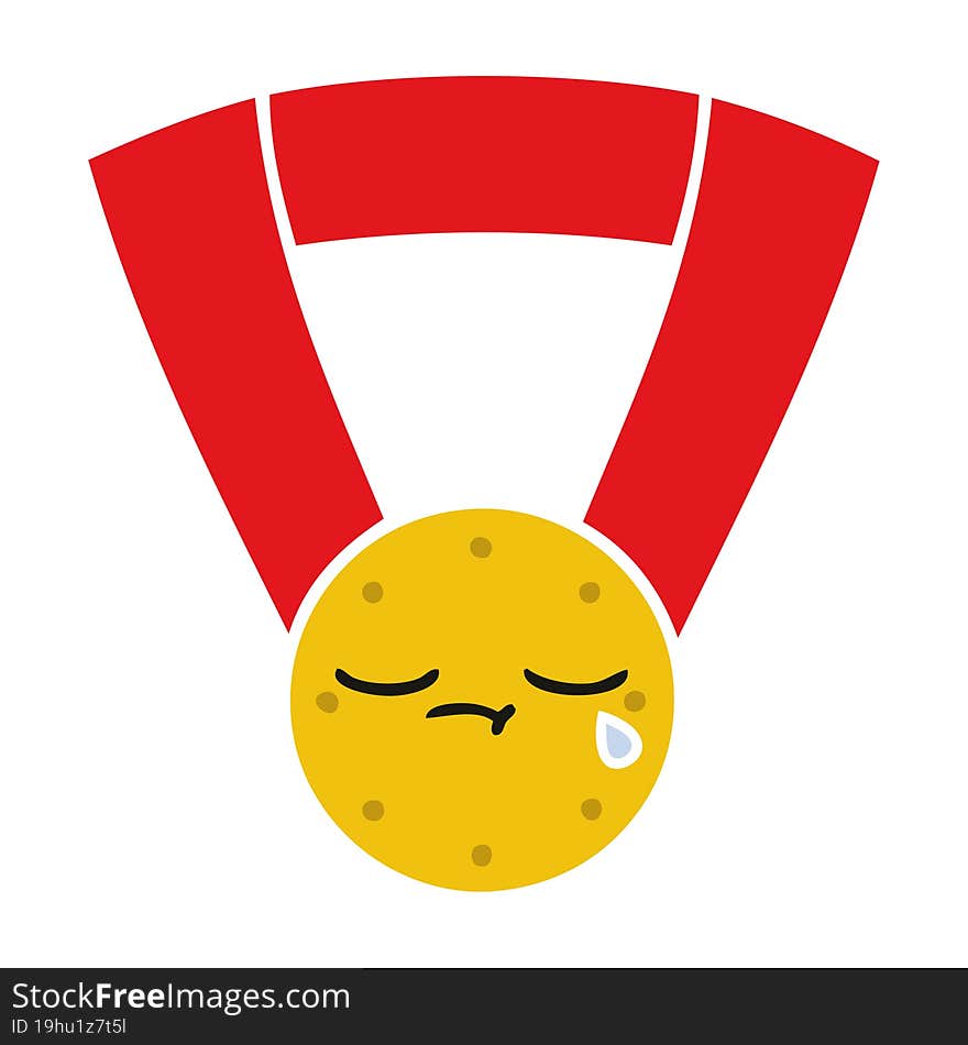 Flat Color Retro Cartoon Gold Medal