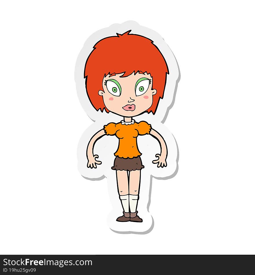 sticker of a cartoon pretty girl