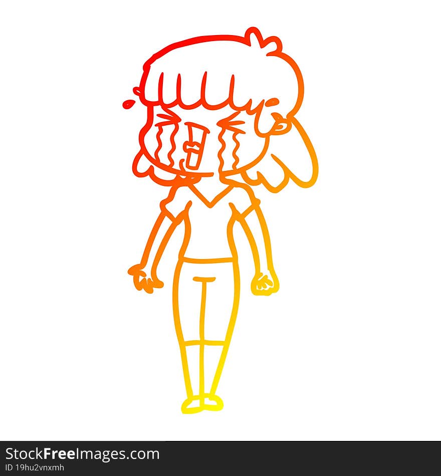 warm gradient line drawing of a cartoon woman