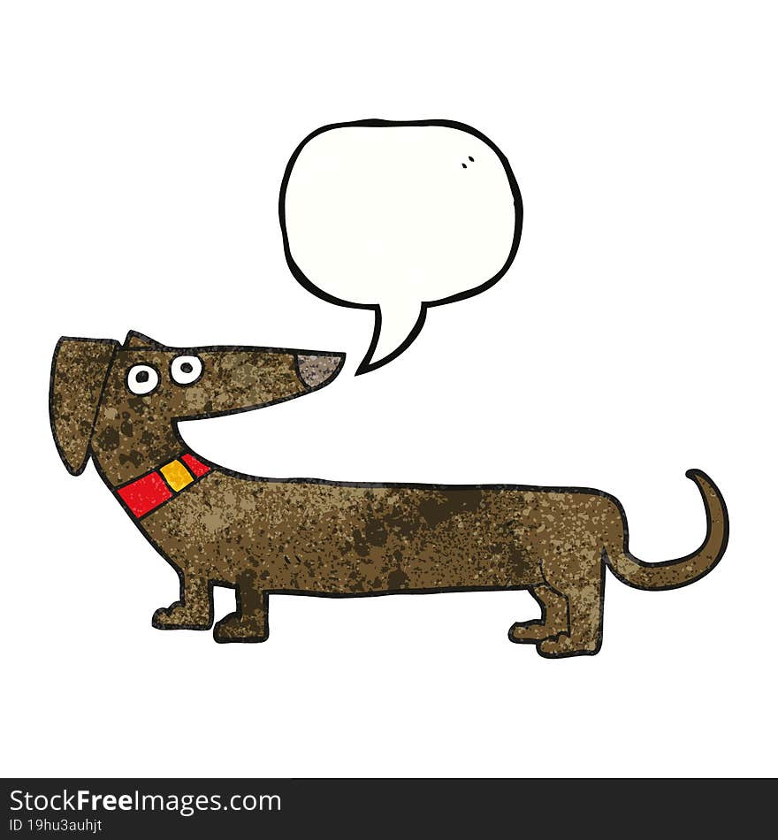 freehand speech bubble textured cartoon sausage dog