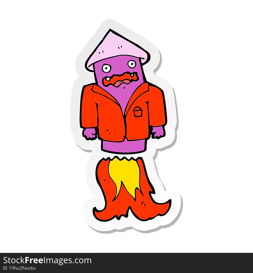 sticker of a cartoon firework in business suit