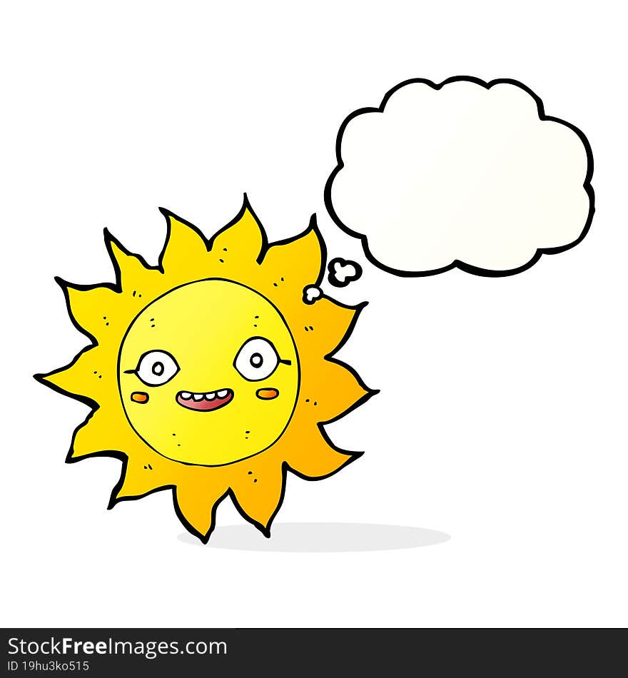 cartoon happy sun with thought bubble