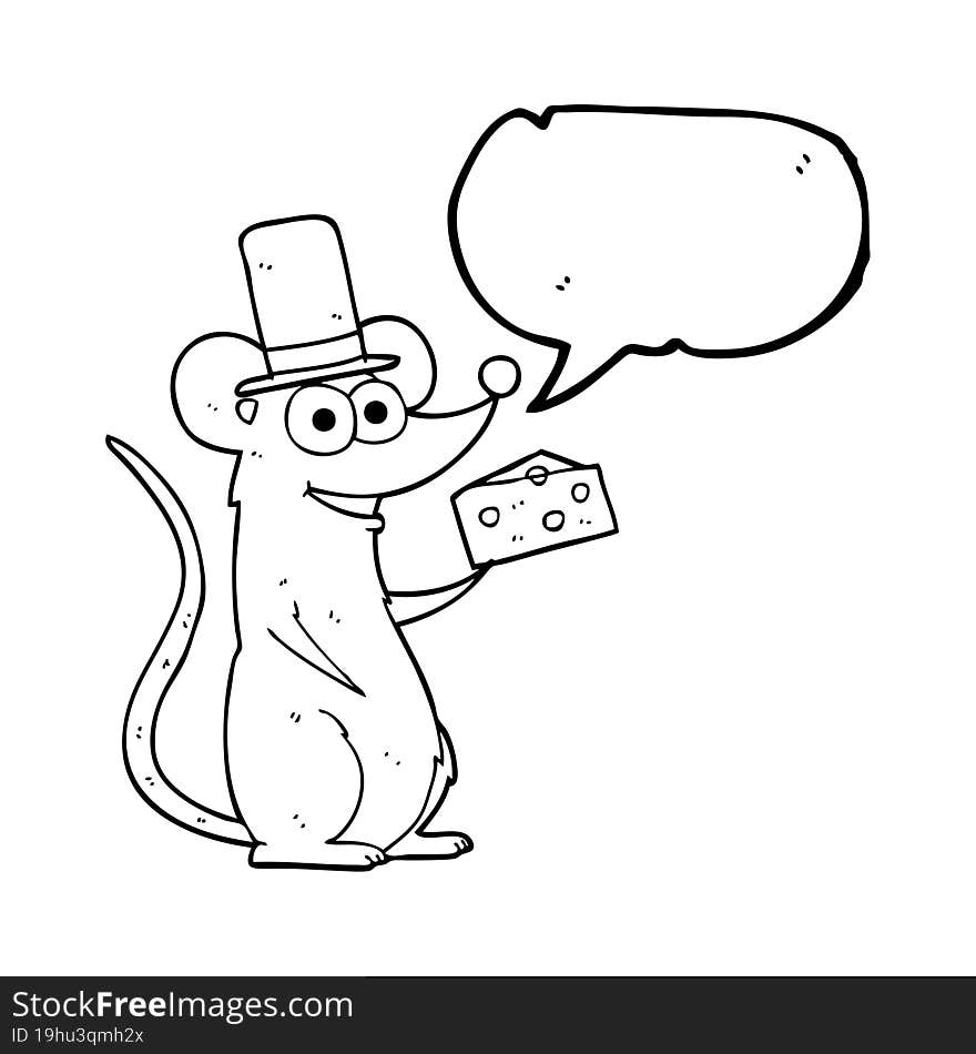 Speech Bubble Cartoon Mouse With Cheese