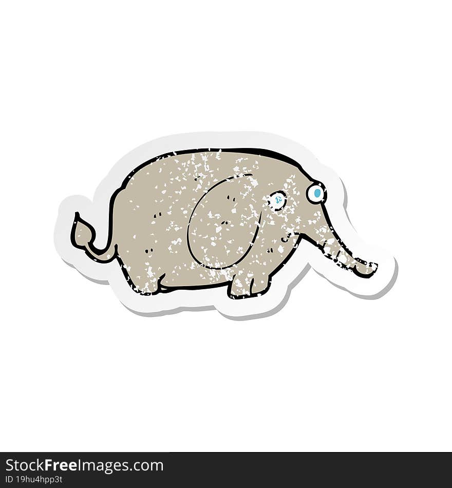 retro distressed sticker of a cartoon sad little elephant