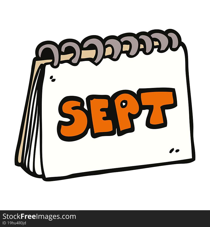 cartoon doodle calendar showing month of september