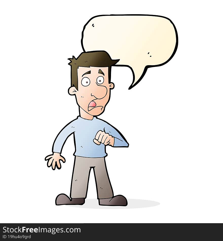 cartoon shocked man with speech bubble