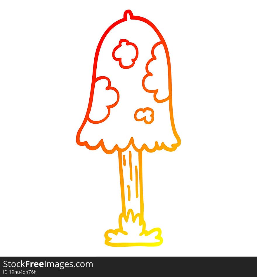 warm gradient line drawing cartoon mushroom