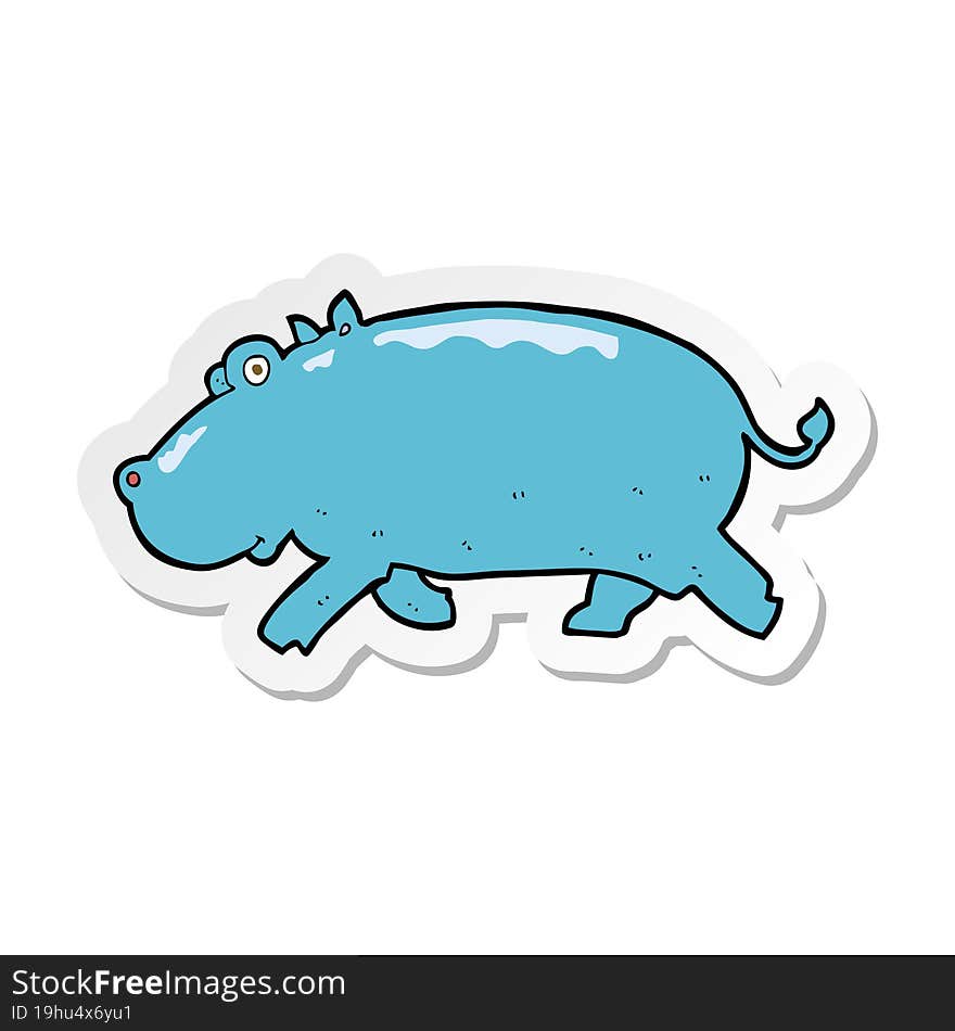 sticker of a cartoon hippopotamus